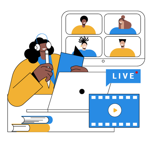 Gravado, ao vivo ou videoconferência eventos online